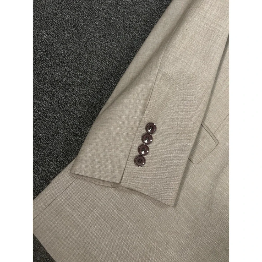 Brooks Brothers Explorer Fitzgerald 2 Piece Suit Mens 46L Pants 36x29 Wool Beige